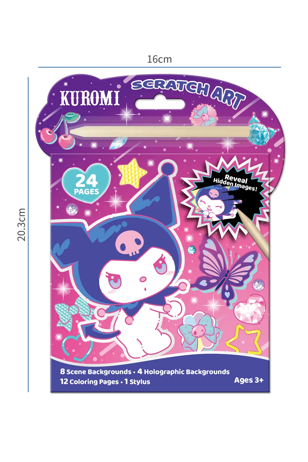 Sanrio Lisanslı Kuromi Sihirli Parti Serisi Boyama Seti Scratch Art 20.3 Cm