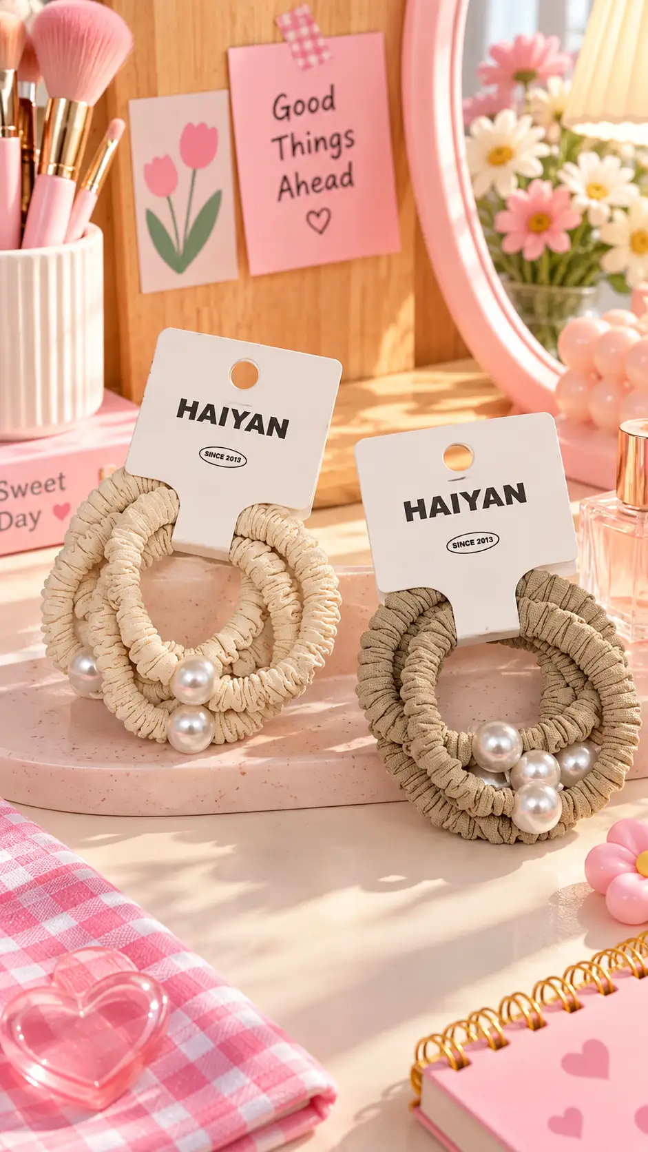 Miniso Lisanslı Boncuklu Kumaş Saç Lastiği Seti – 4 Adet