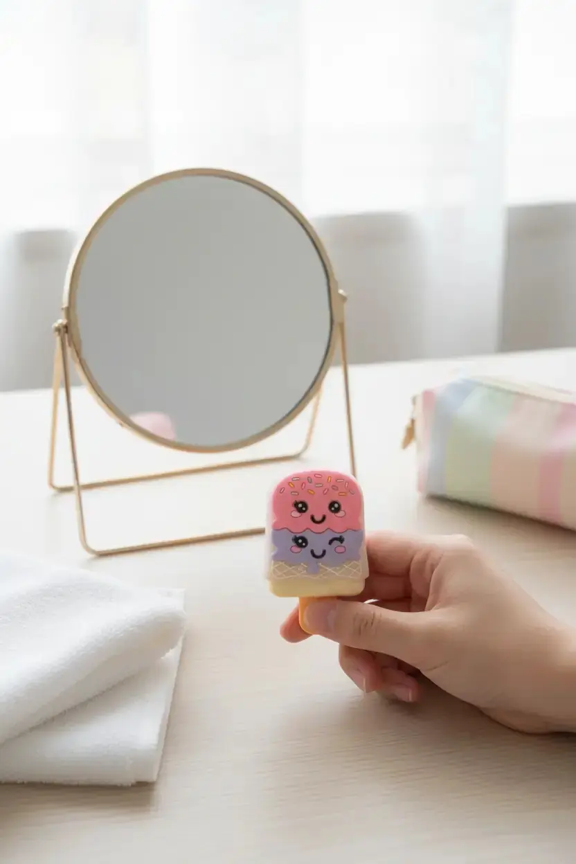 Miniso Lisanslı Tatlı Temalı İki Renkli Dondurma Külahı Dudak Kremi – Nemlendirici Bakım