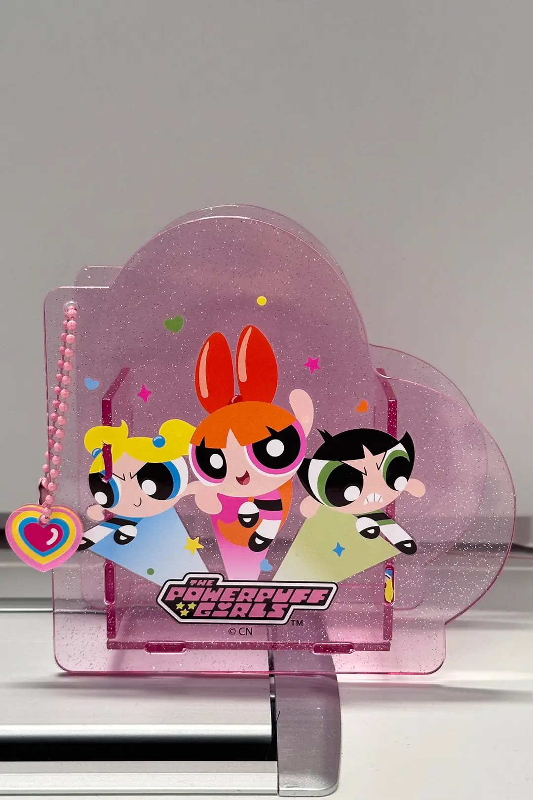 Powerpuff Girls Lisanslı Kalpli Kalemlik Şeffaf Pembe Masaüstü Organizer 12 Cm