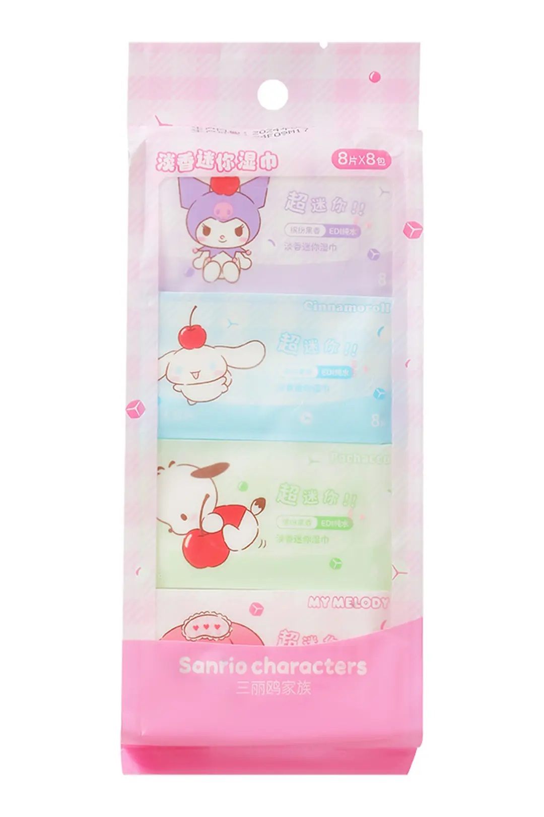 Sanrio Lisanslı Karakterler Kokulu Mini Islak Mendil – Hello Kitty, Kuromi ve Cinnamoroll
