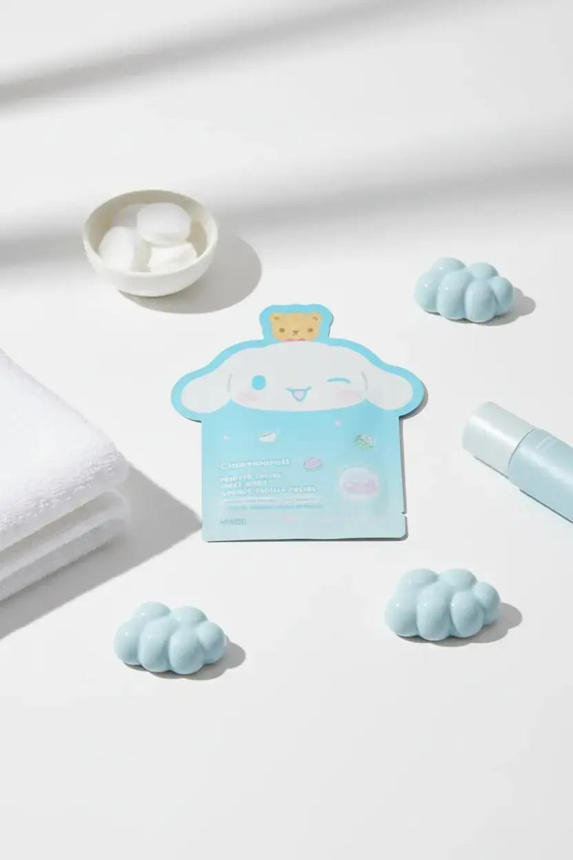 Sanrio Lisanslı Cinnamoroll Baskılı Kağıt Yüz Maskesi – Tek Kullanımlık Sevimli Bakım