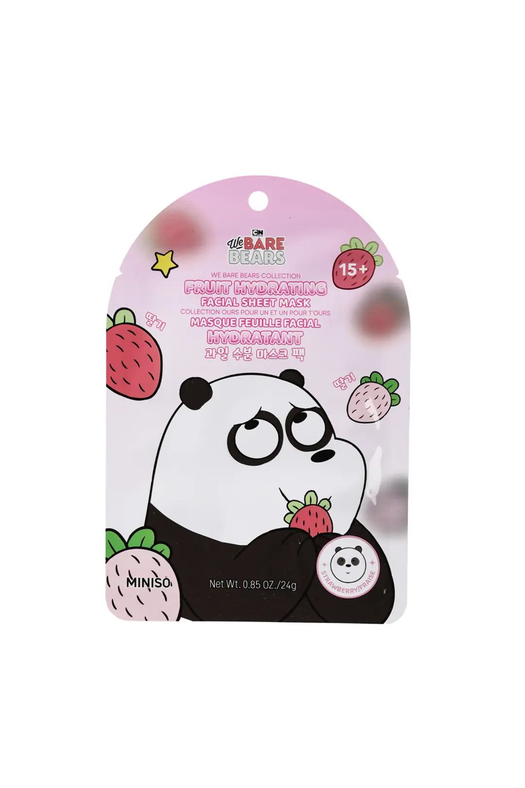 We Bare Bears Lisanslı Çilek Özlü Meyveli Nemlendirici Kağıt Maske Panda Serisi
