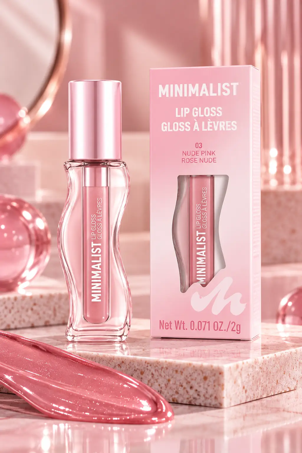 Miniso Lisanslı Minimalist Dudak Parlatıcısı – 03 Nude Pembe Cam Görünümlü Parlak Bitiş