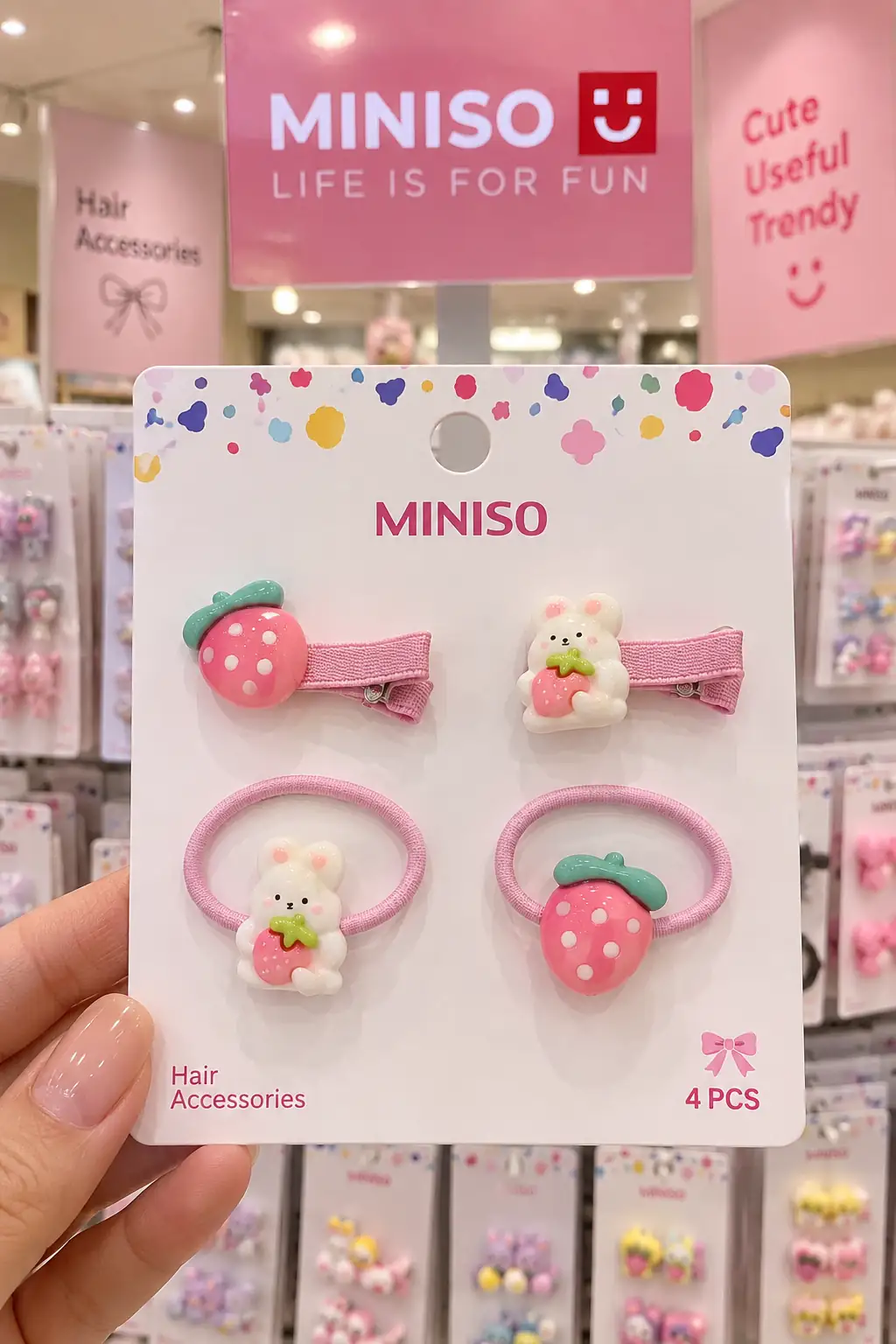 Miniso Lisanslı Sevimli Hayvan Figürlü 4'lü Saç Tokası Seti Renkli Aksesuar 4 CM