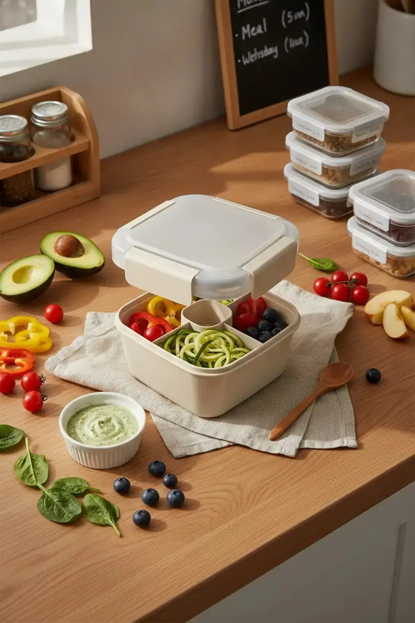 Miniso Lisanslı Graceful 2 Bölmeli Salata Kabı Bej 1.1 L