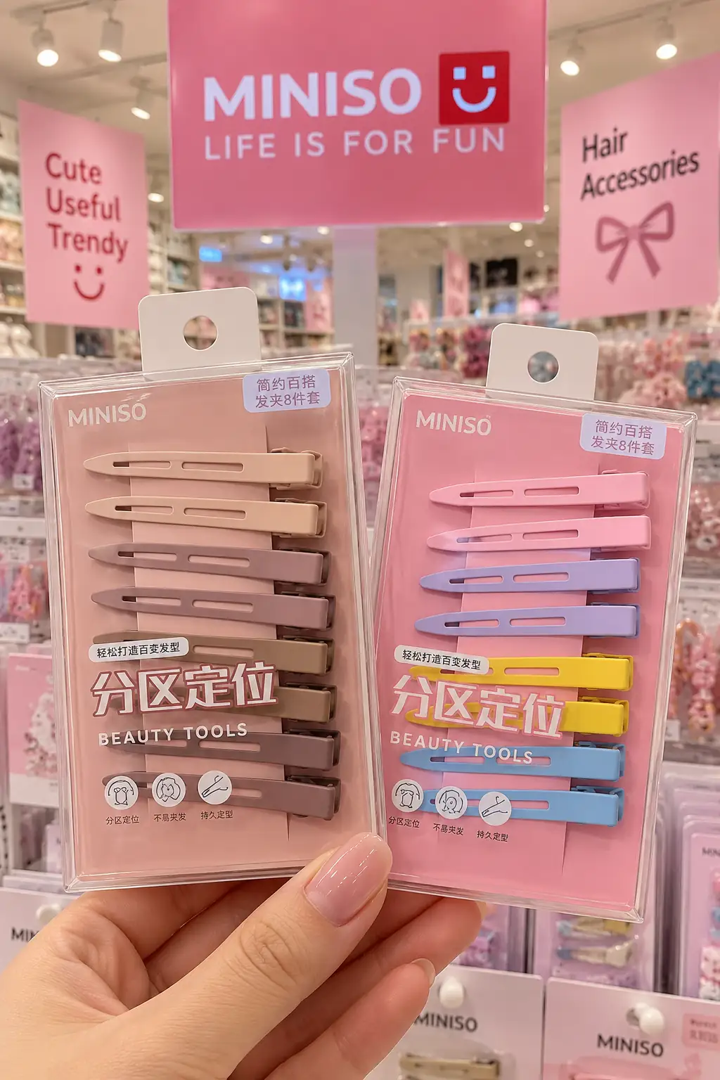 Miniso Lisanslı Renkli Saç Klipsi 8’li 7,2 Cm – Pratik Şekillendirici Set