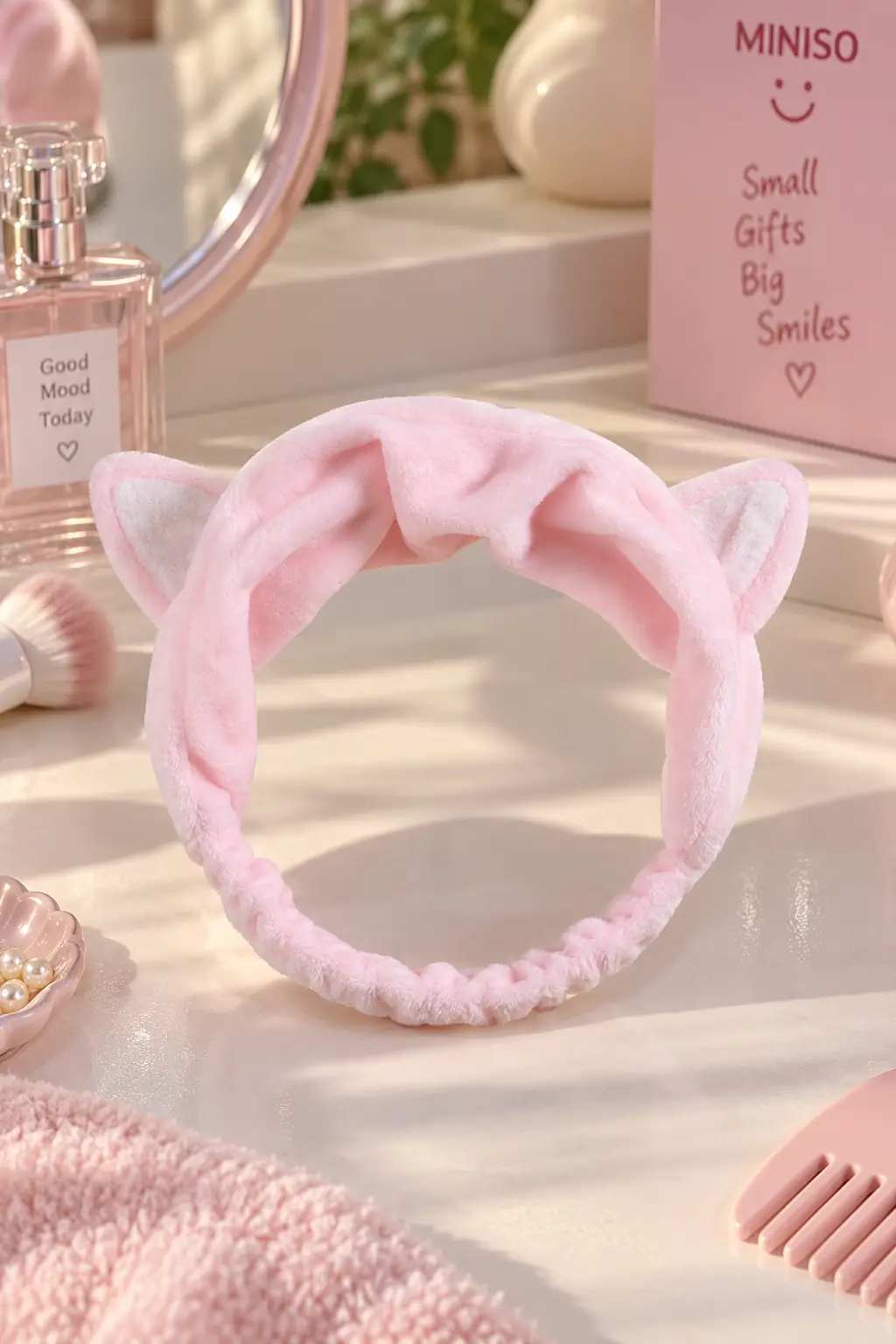 Miniso Lisanslı Hayvan Serisi Kalın 3D Saç Bandı Kedi 22 Cm – Makyaj & Cilt Bakımı İçin