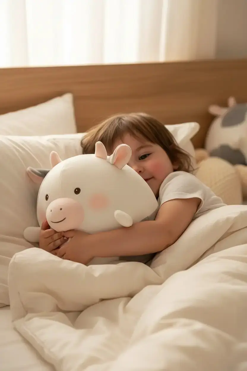 Miniso Lisanslı Yuvarlak İnek Peluş Oyuncak – Yumuşak Dokulu Gülen Yüz Tasarımlı Figür