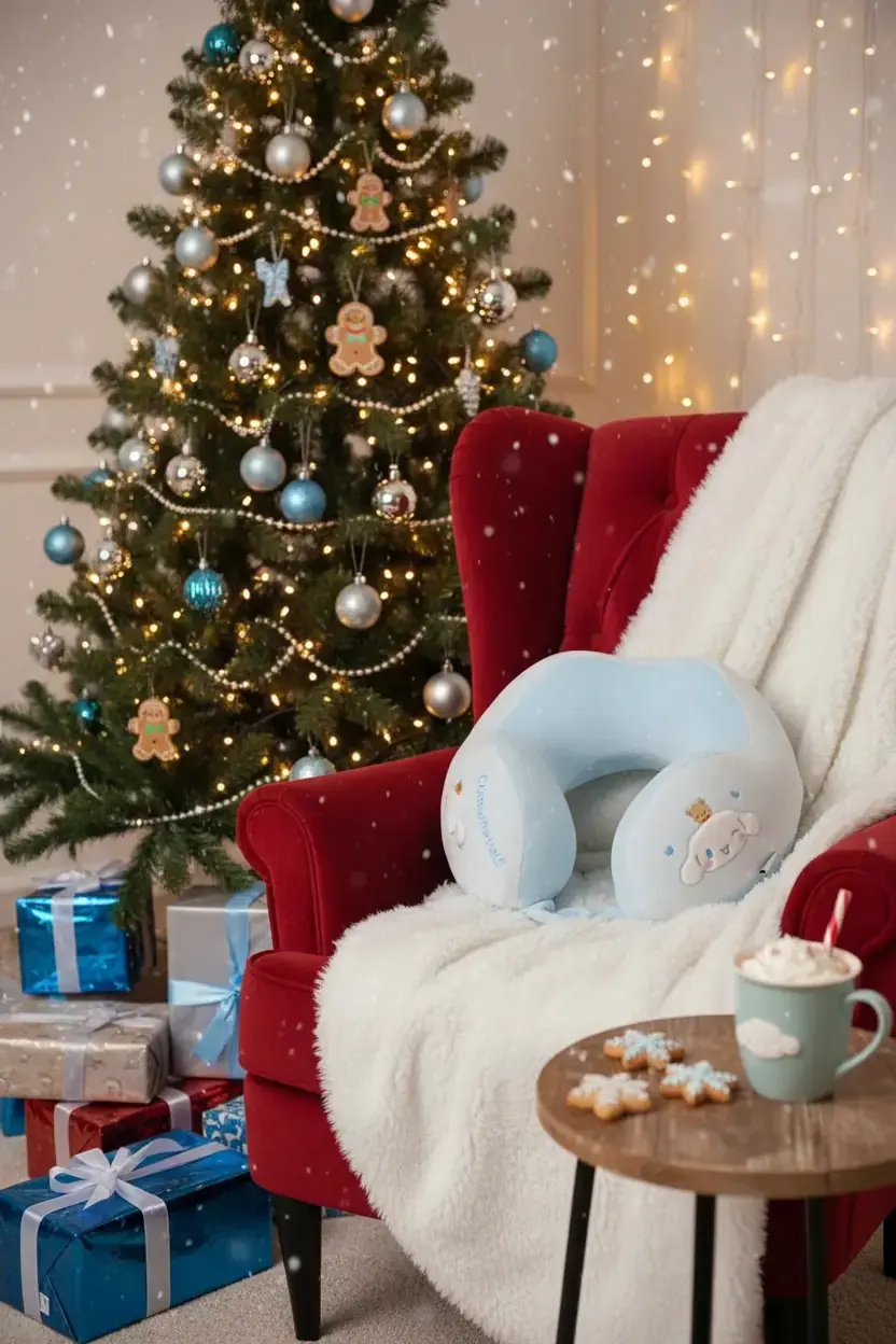Sanrio Lisanslı Cinnamoroll Hafızalı Boyun Yastığı – Ergonomik Destekli Yumuşak Seyahat Yastığı