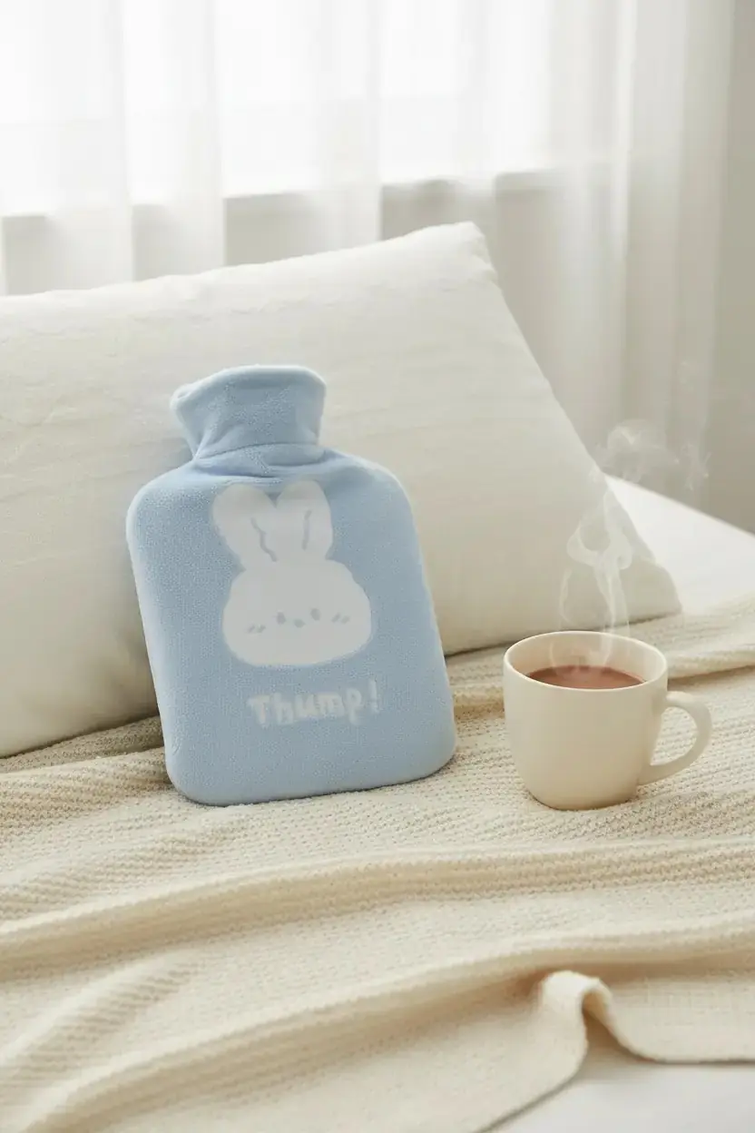 Miniso Lisanslı Hayvan Serisi Sıcak Su Torbası – 500 mL Mavi Peluş Kılıflı Termofor