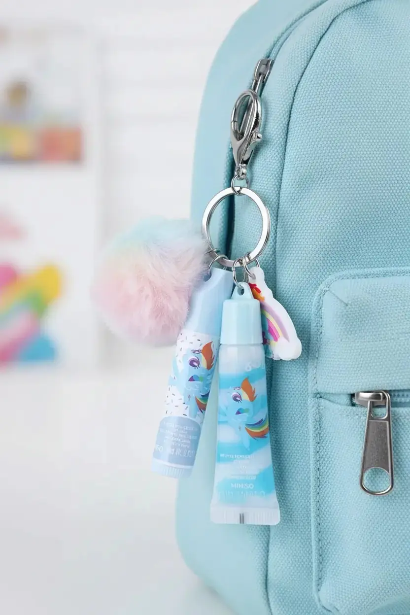 My Little Pony Lisanslı Rainbow Dash Ponpon Anahtarlıklı Dudak Bakım Seti – Nemlendirici Bakım