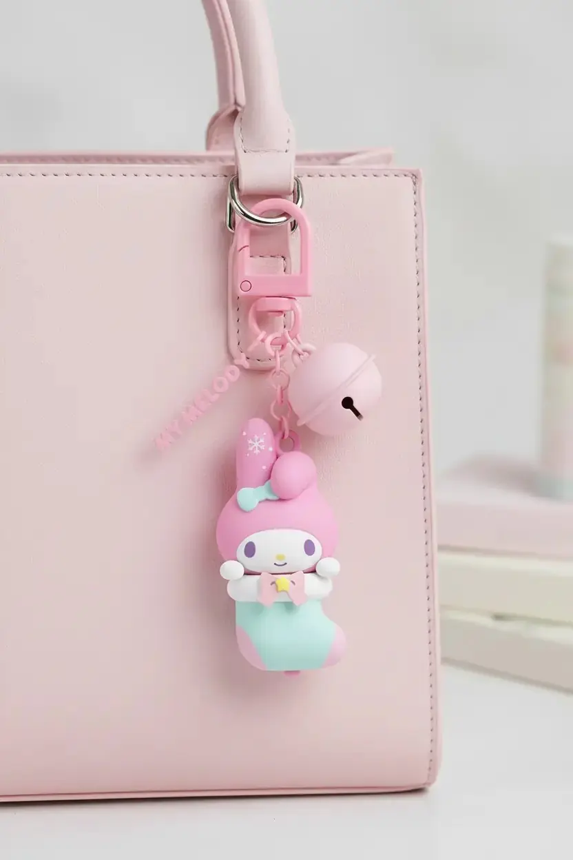 Sanrio Lisanslı Kış Serisi Işıklı Anahtarlık – My Melody Temalı Figürlü Çanta Aksesuarı ve Hediyelik