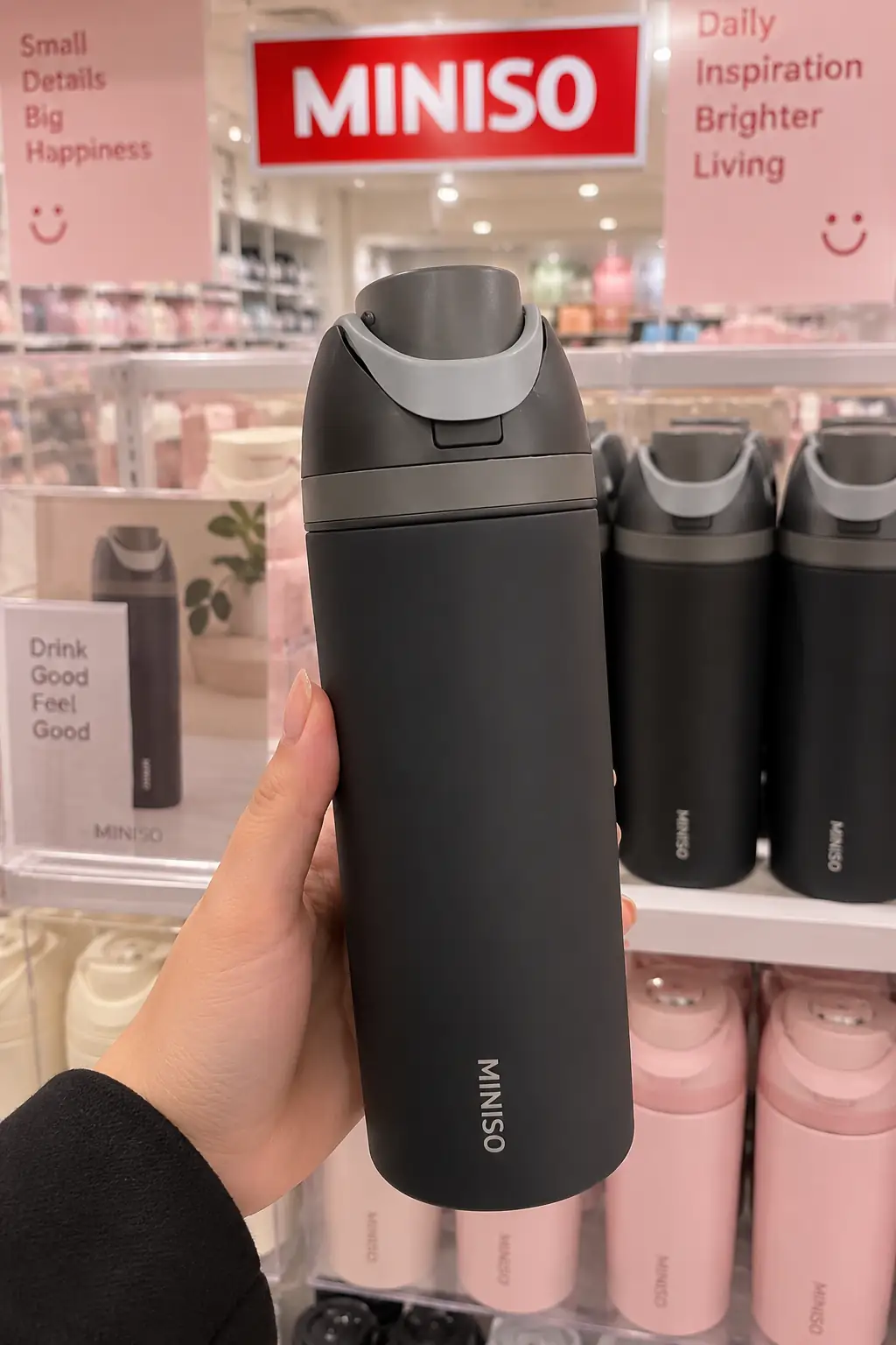 Miniso Lisanslı Dopamin Serisi Pipetli Çelik Termos 720 mL – Pratik Sıcak & Soğuk Kullanım