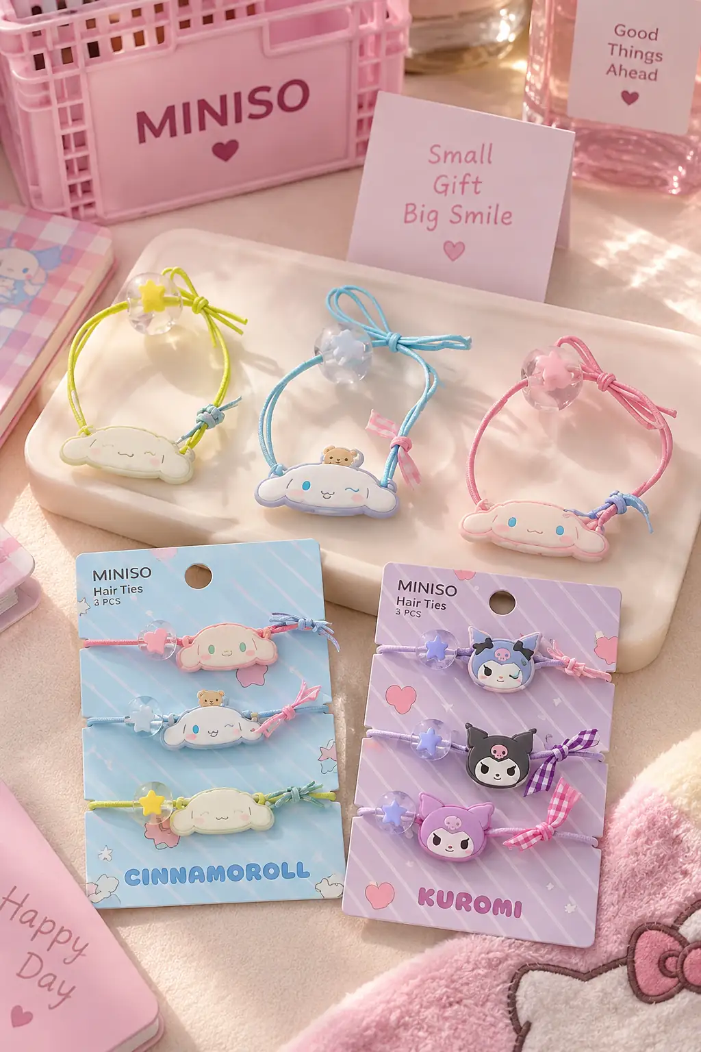 Sanrio Lisanslı Hello Kitty Ve Arkadaşları Saç Lastiği – 3'Lü Set – Renkli