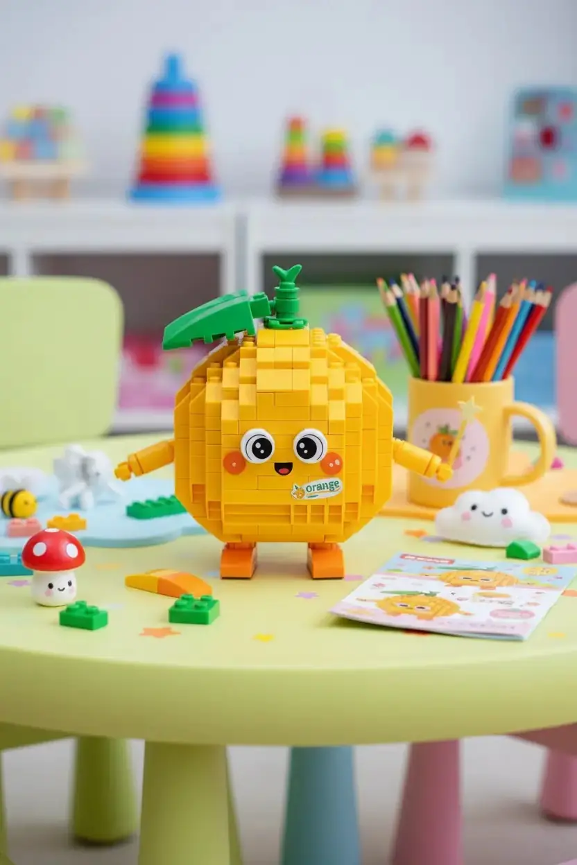 Miniso Lisanslı Yemek Serisi Oyun Bloğu Portakal – Eğitici ve Dekoratif Oyuncak Seti 19,5 Cm