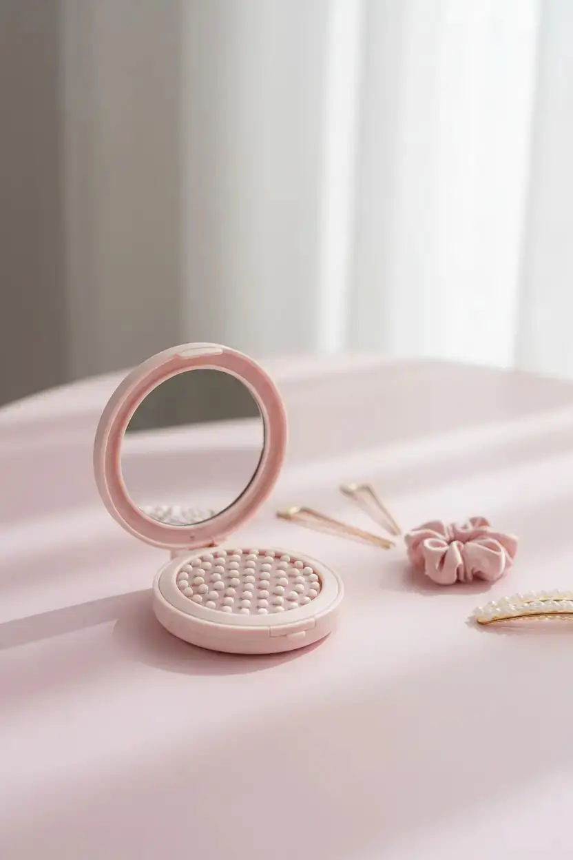 Disney Lisanslı Pembe Aynalı Katlanabilir Saç Fırçası – 18 Cm