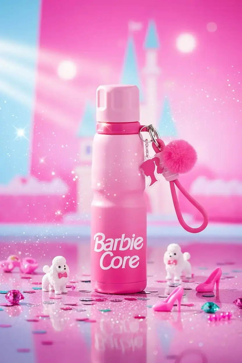 Barbie Lisanslı 304 Paslanmaz Çelik Termos – Barbie Core Pembe Serisi Sızdırmaz Kapaklı ve Pipetli Şık Tasarım Termos 600 ML