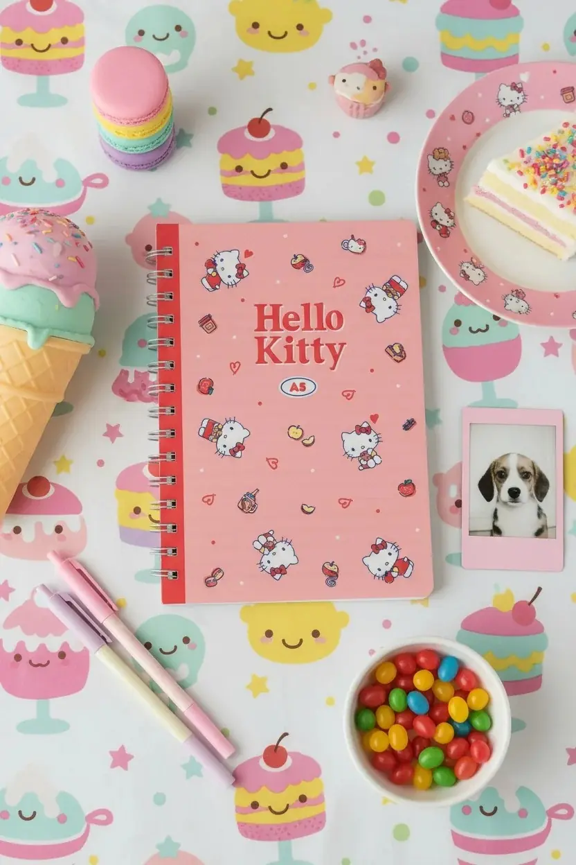 Sanrio Lisanslı Hello Kitty Retro Koleksiyonu A5 Spiral Telli 80 Sayfa Defter