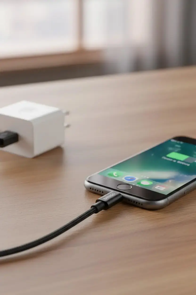 Miniso Lisanslı Apple Lightning USB Şarj Kablosu 100 Cm – 2.4A Hızlı Şarj MFi Sertifikalı