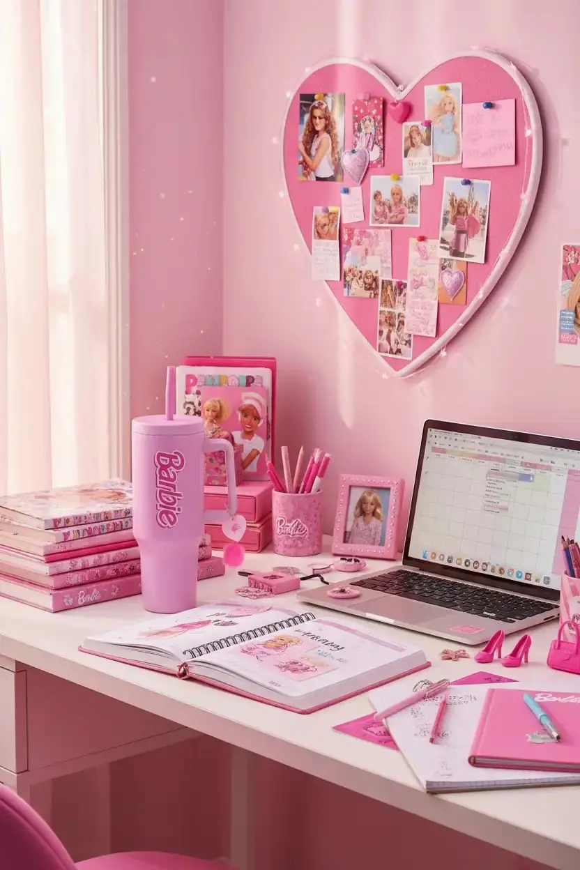 Barbie Lisanslı Pembe Serisi Çift Cidarlı Pipetli Çelik Termos – Isı Korumalı 26.5 Cm