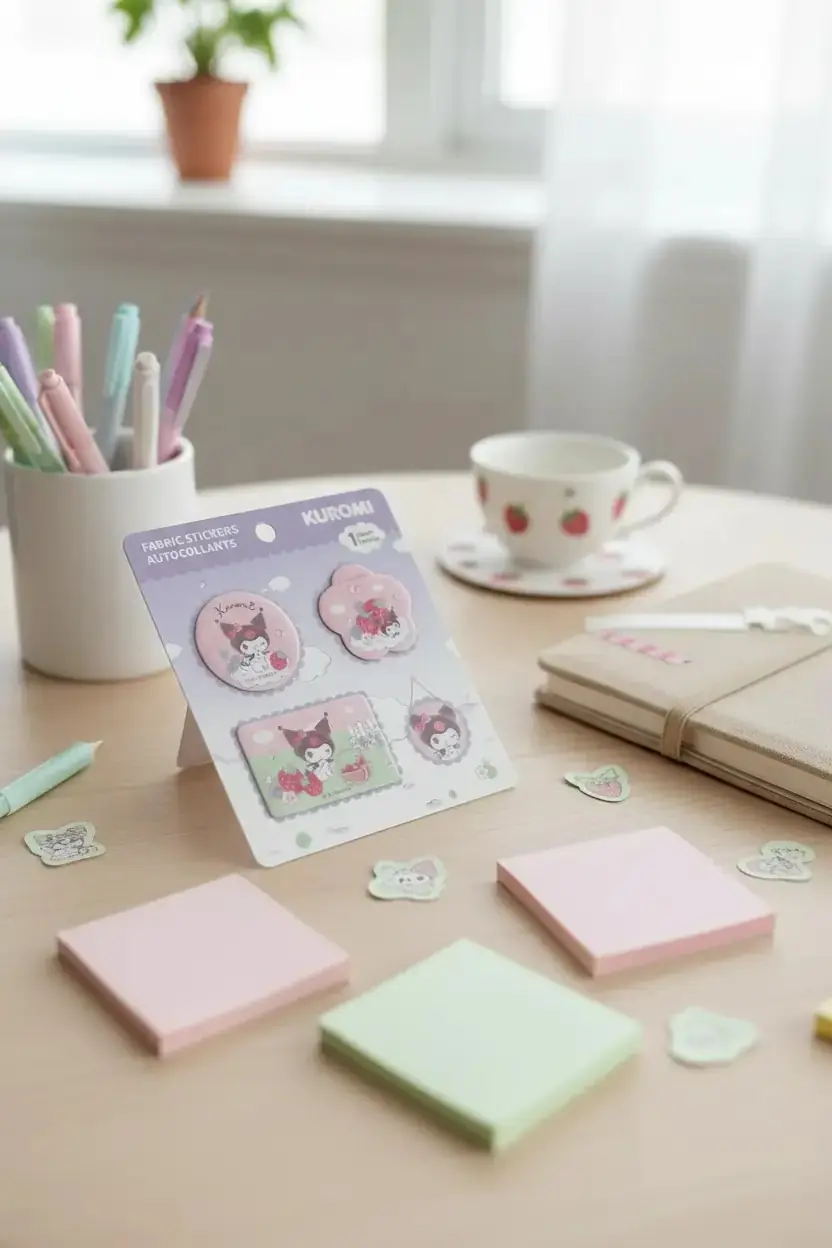 Sanrio Lisanslı Çilek Koleksiyonu Yapışkanlı Kumaş Sticker
