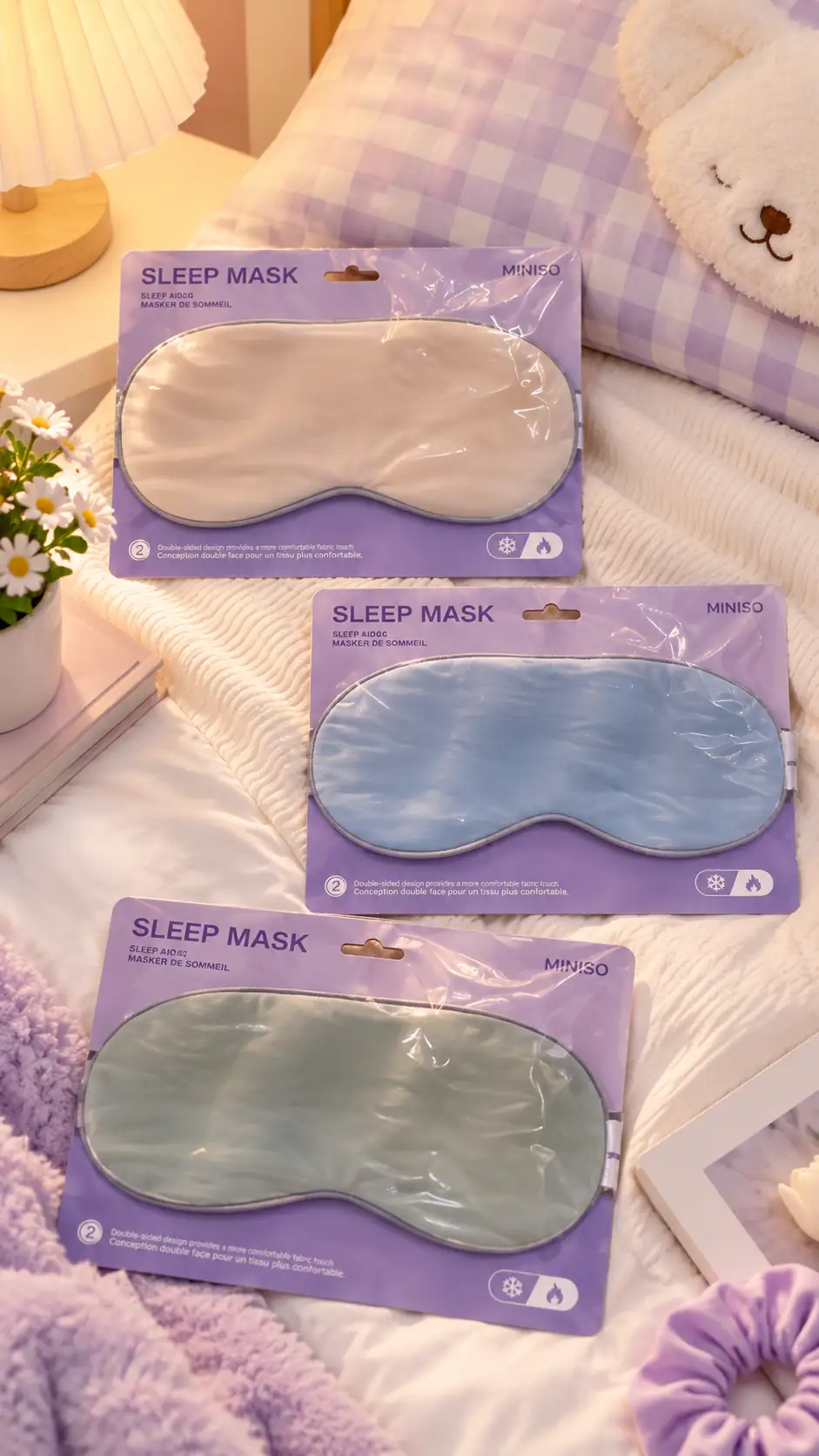 Miniso Lisanslı Çift Taraflı Soğutmalı Uyku Maskesi – Rahat Dinlenme 20 Cm