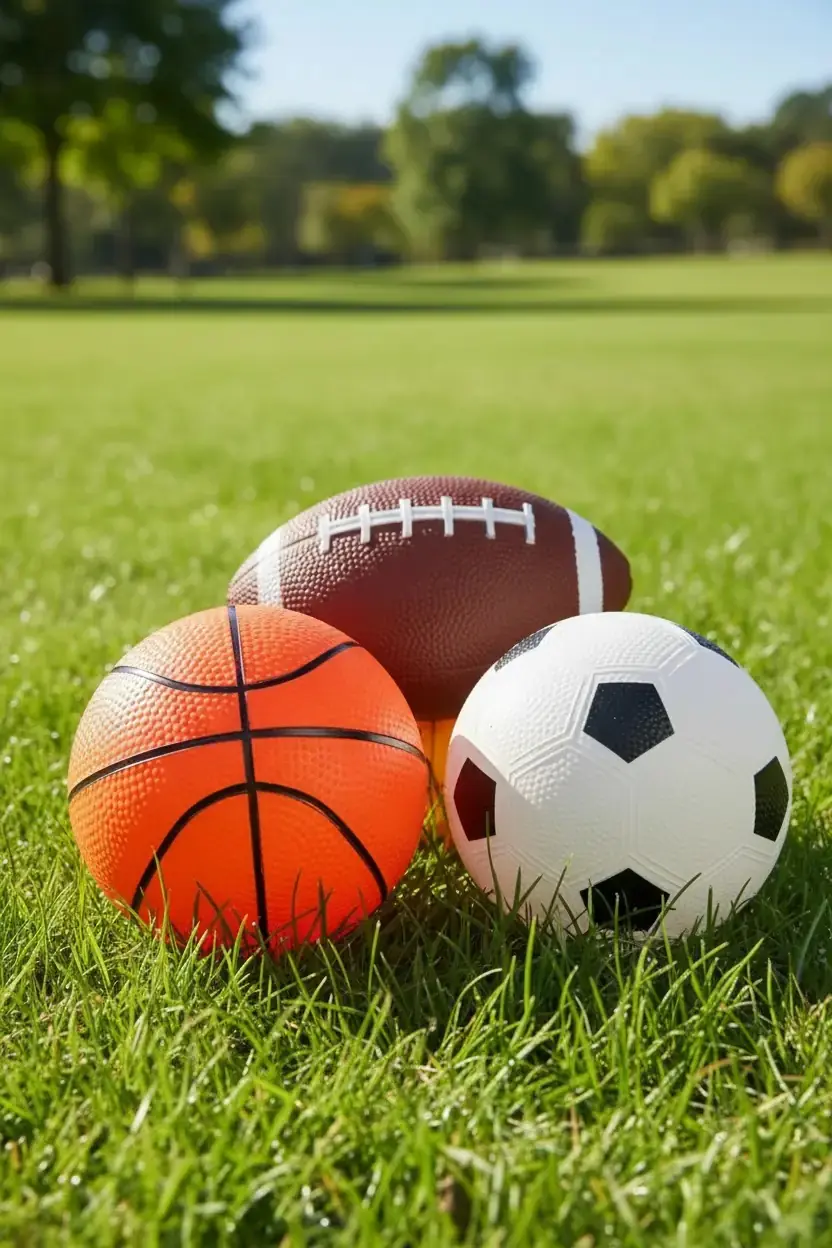 Miniso Lisanslı 3'lü Şişme Spor Topu Seti – Futbol, Basketbol ve Amerikan Futbolu Tasarımlı Oyun Seti 28 Cm