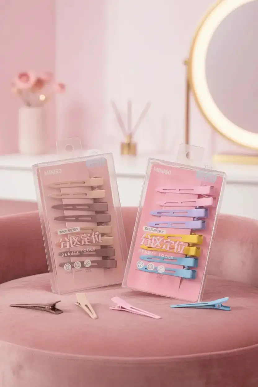 Miniso Lisanslı Renkli Saç Klipsi 8’li 7,2 Cm – Pratik Şekillendirici Set