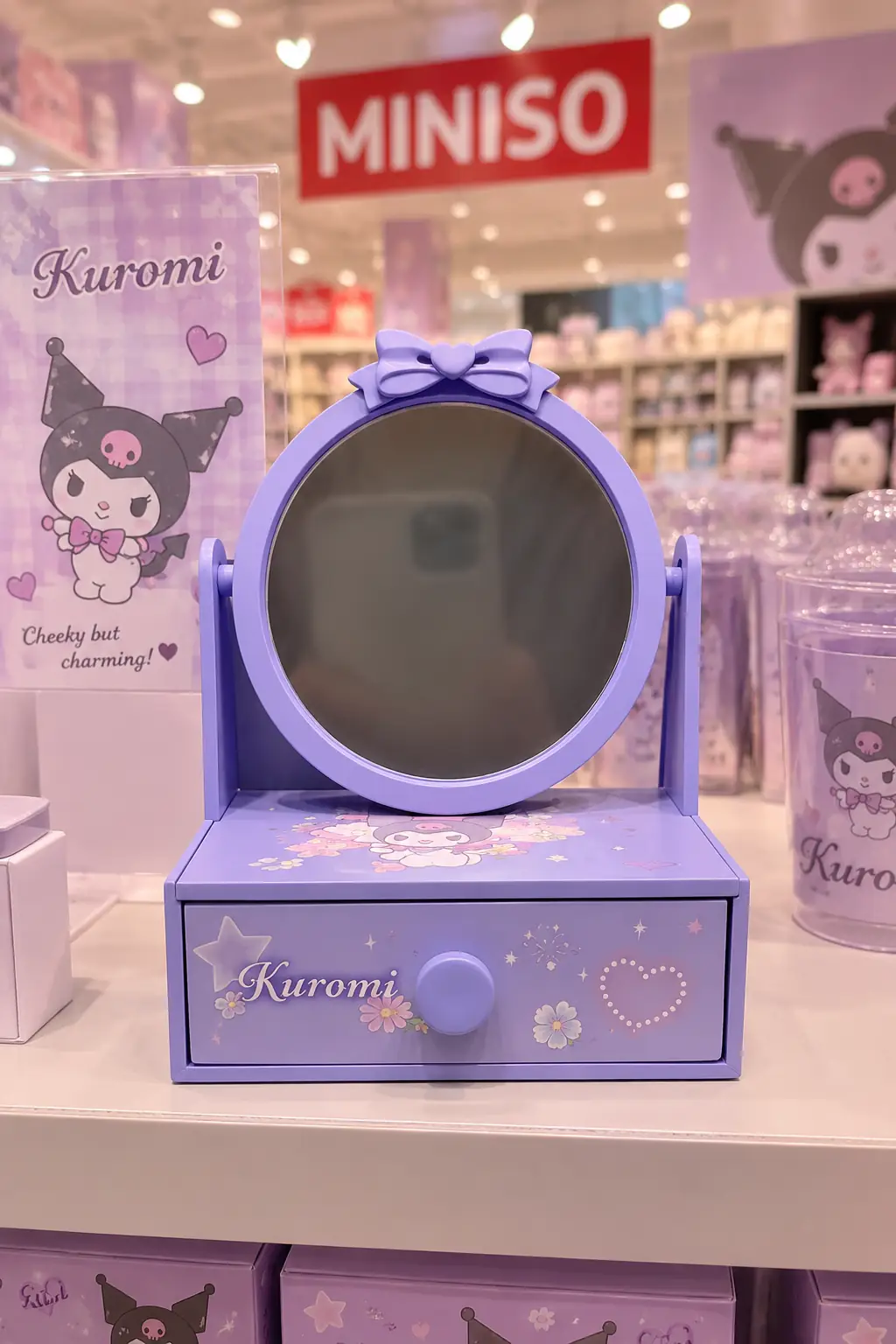 Kuromi Lisanslı Çiçek Temalı Aynalı Mini Çekmeceli Düzenleyici