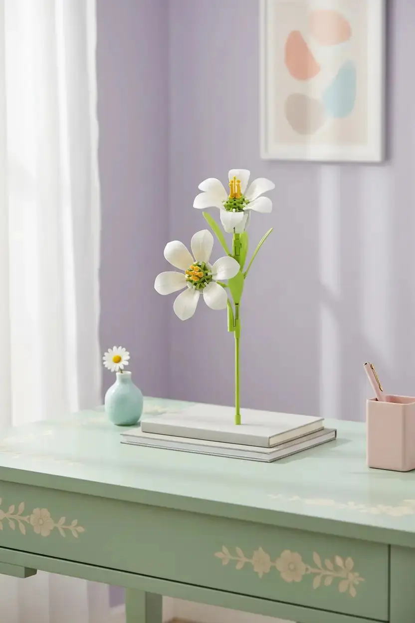 Miniso Lisanslı Lilyum Çiçek Figürlü Oyun Bloğu 96 Parça – Dekoratif Set