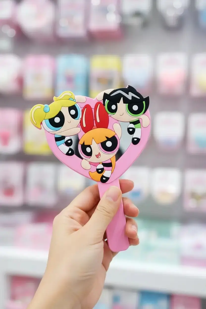 Powerpuff Girls Lisanslı Kalp Şekilli El Aynası