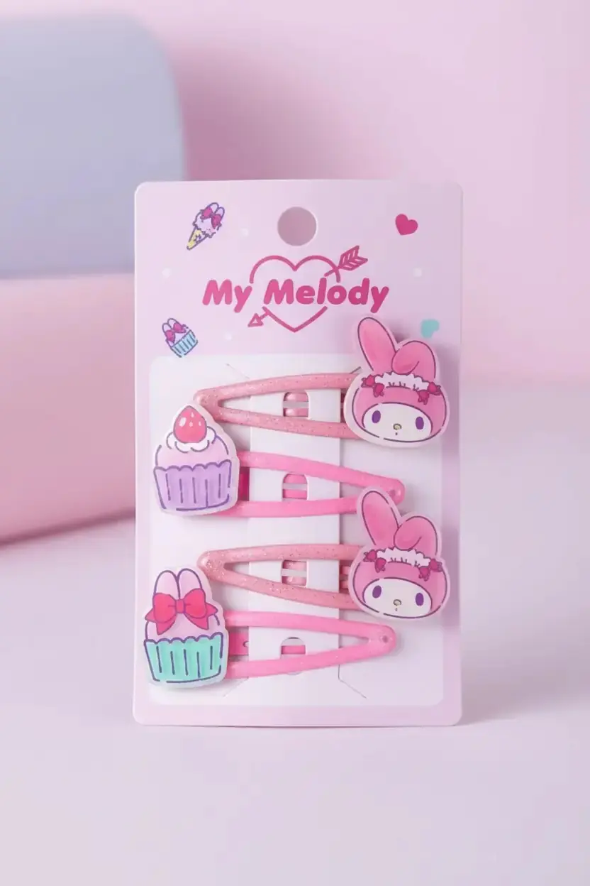 Sanrio Lisanslı My Melody Saç Tokası Seti 4'lü – Sevimli Günlük Aksesuar