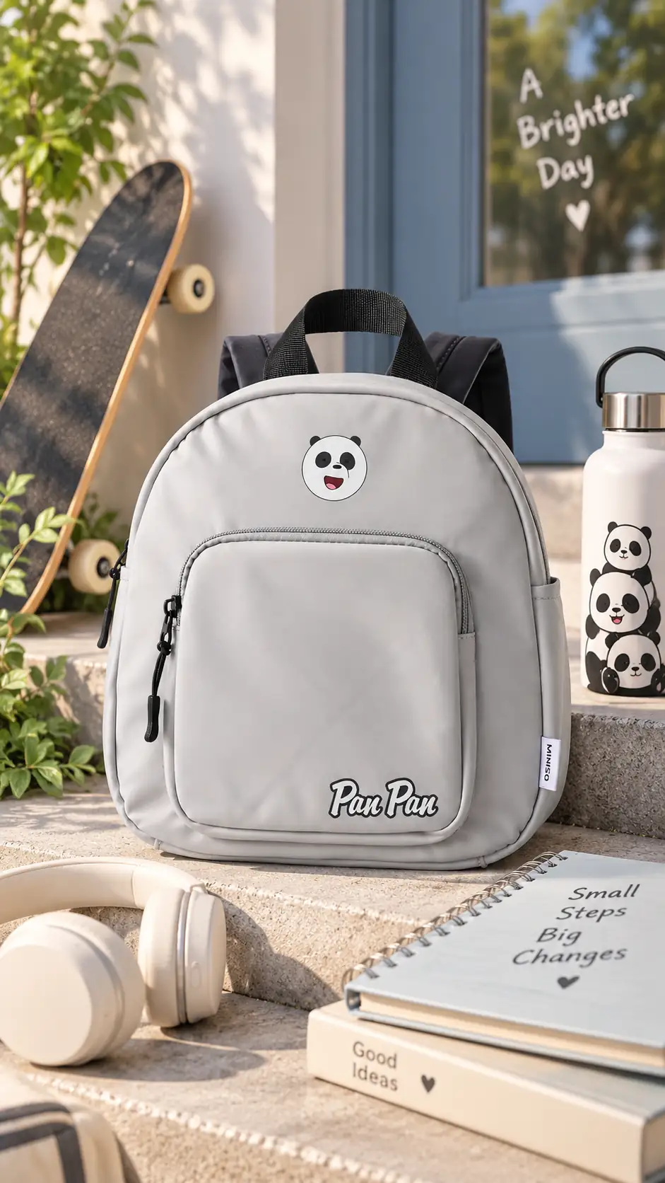 We Bare Bears Lisanslı Panda Çift Gözlü Sırt Çantası – Hafif ve Dayanıklı Okul Çantası 26 Cm