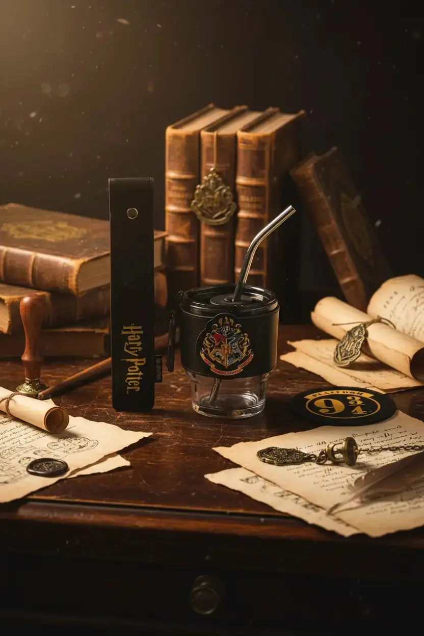 Harry Potter Lisanslı 390 ml Cam Bardak Seti – Pipetli, Kapaklı ve Silikon Kılıflı Hogwarts Tasarımı
