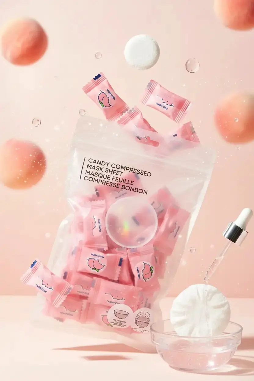 Miniso Lisanslı Şeker Serisi Maske Kaseli Sıkıştırılmış Yüz Maskesi Pedi – Hijyenik ve Pratik Cilt Bakım Seti