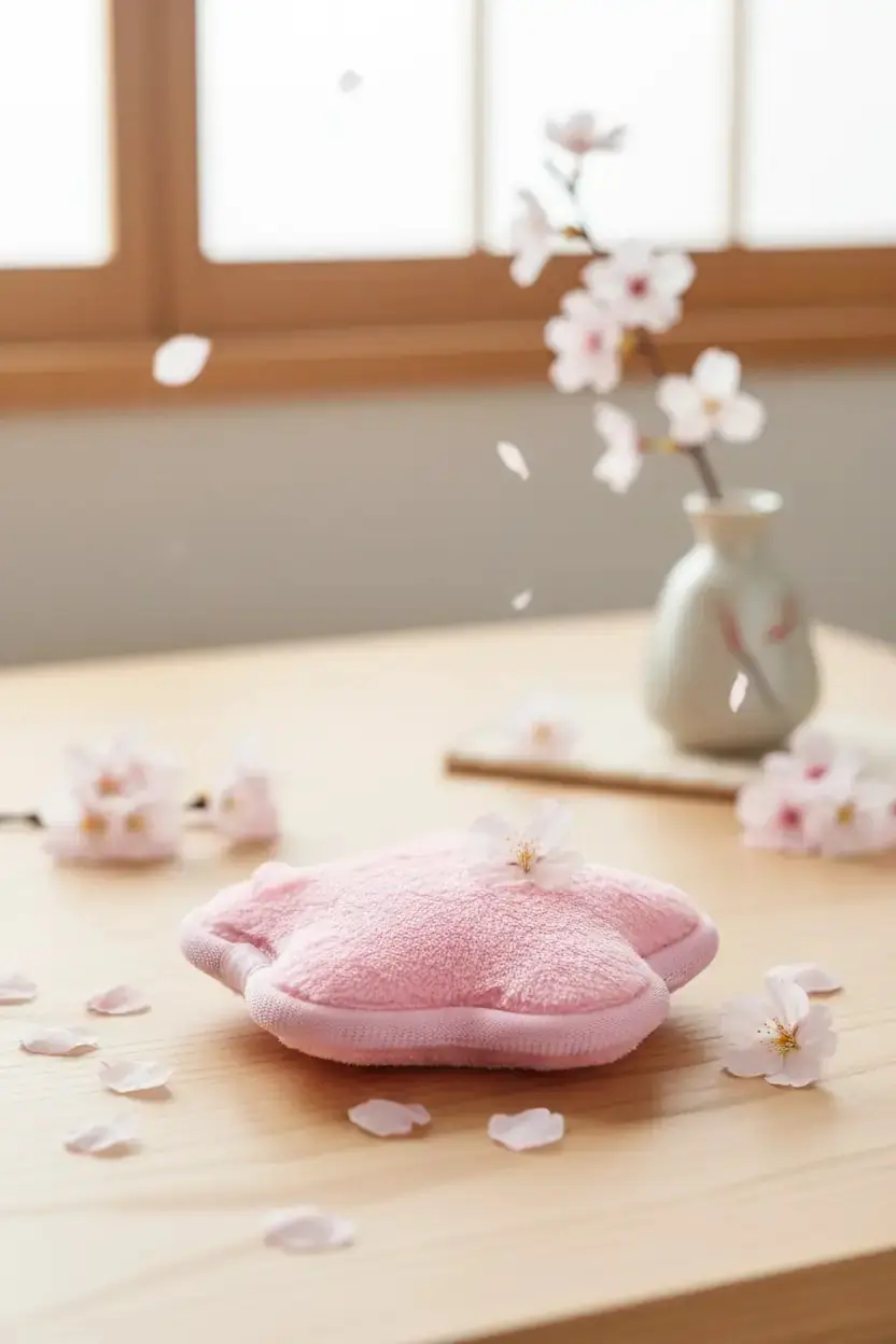 Miniso Lisanslı Sakura Çiçeği Makyaj Temizleme Süngeri – Yumuşak Cilt Temizleme Pedi