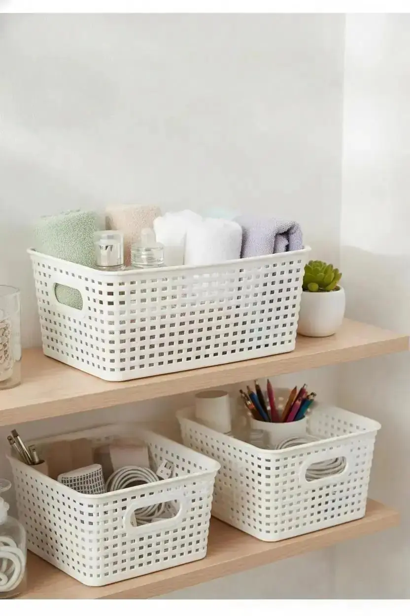 Miniso Lisanslı Delikli Kare Sepet Küçük 21,8 Cm – Nefes Alabilen Düzenleyici
