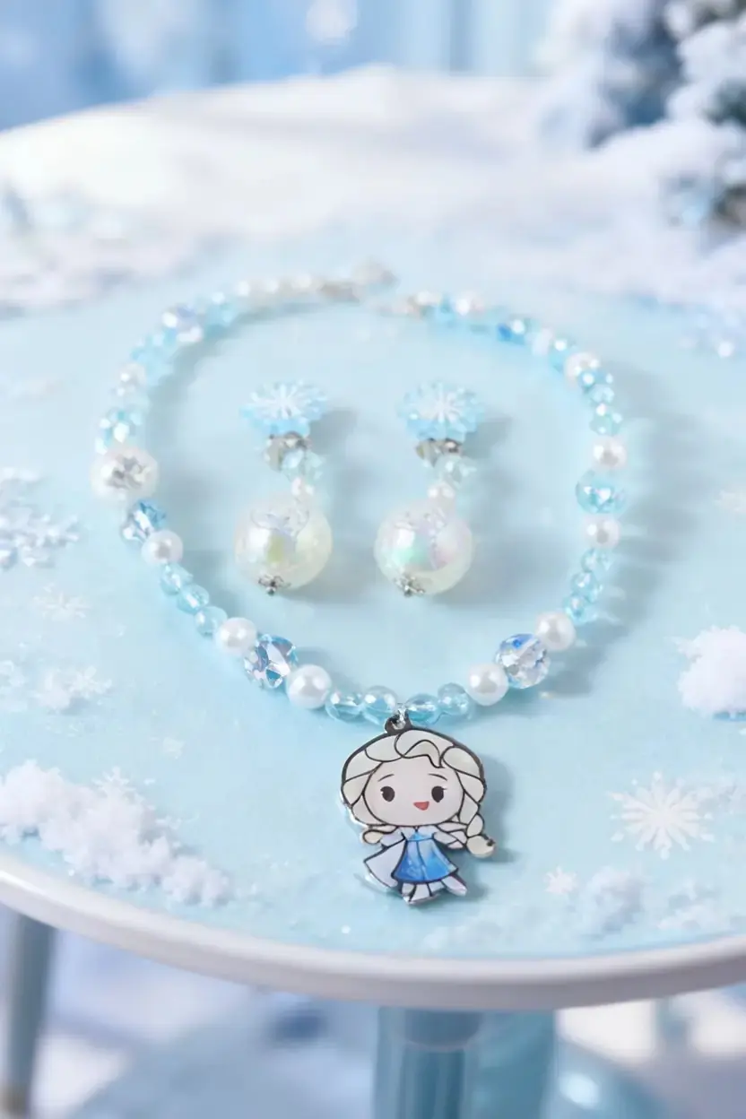 Disney Lisanslı Elsa Karlar Ülkesi Takı Seti – Kar Tanesi Detaylı Şık Aksesuar 14 Cm