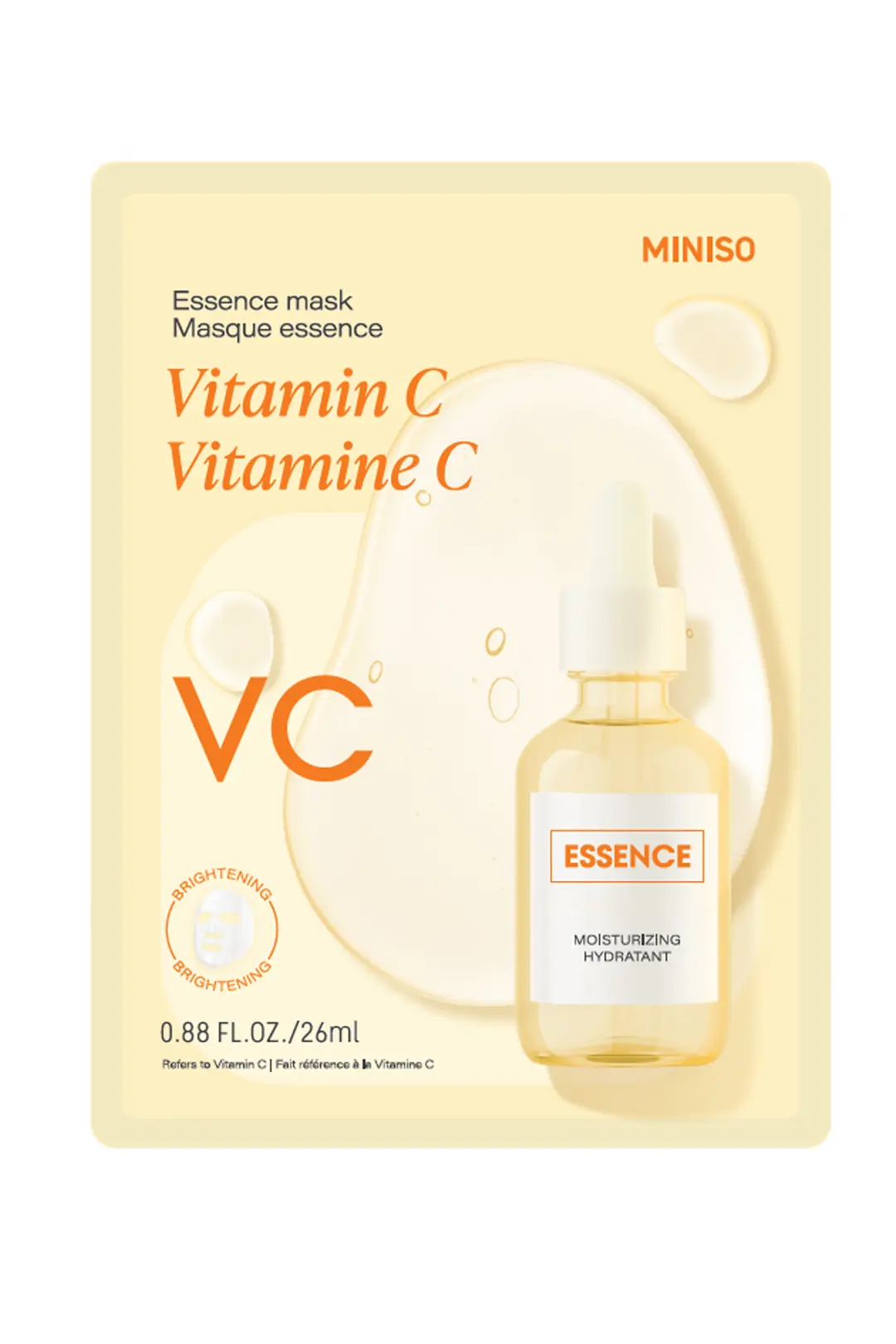 Miniso Lisanslı Essence C Vitaminli Kağıt Yüz Maskesi – Canlandırıcı Tek Kullanımlık Bakım