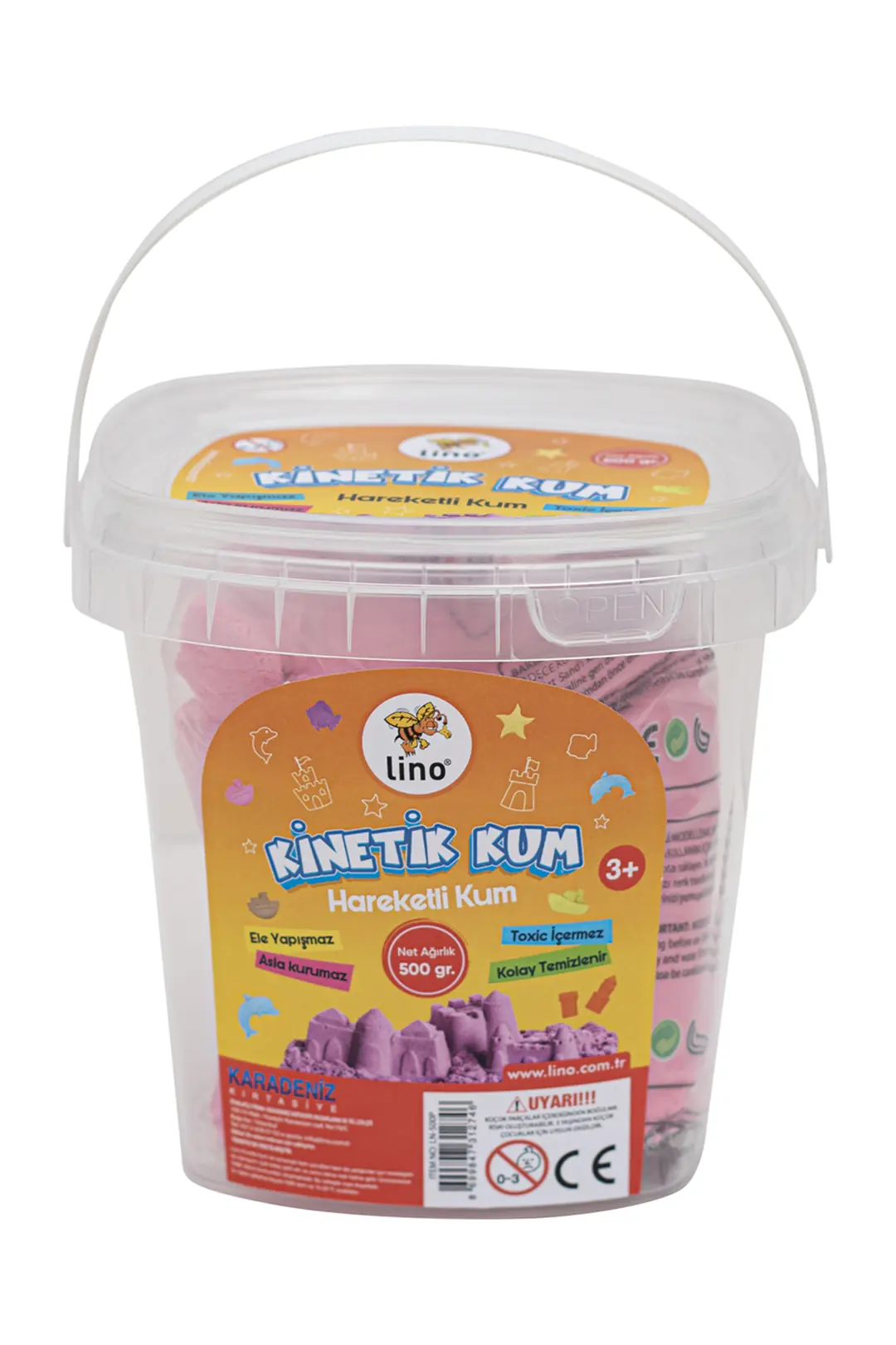 Lino Kinetik Kum 500 Gr – Pembe Kova İle Eğlenceli Ve Yaratıcı Oyun