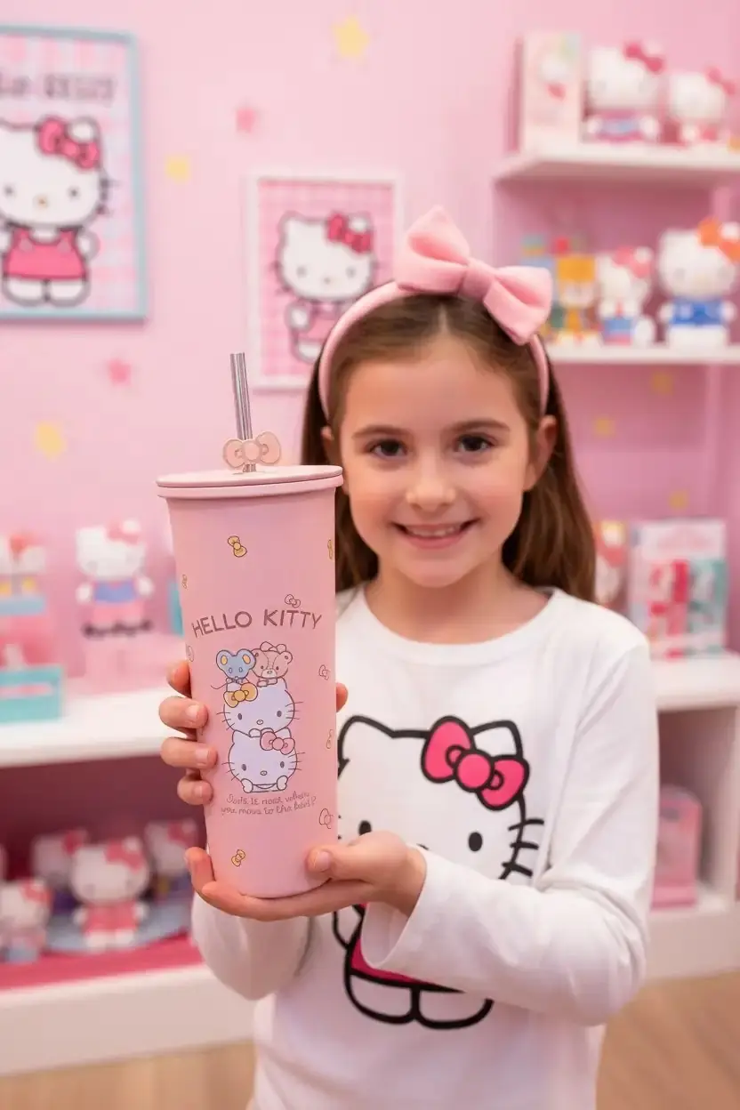 Sanrio Lisanslı Pipetli Paslanmaz Çelik Matara Hello Kitty 800 ml