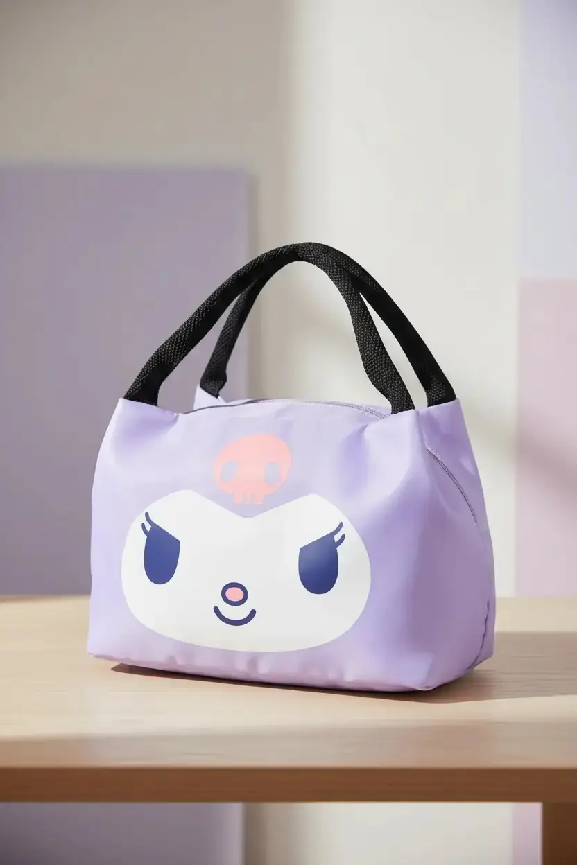 Sanrio Lisanslı Kuromi Yemek Çantası 26 Cm – Hafif Sevimli Lunch Bag
