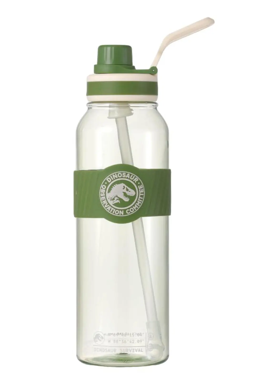 Jurassic World Lisanslı Ergonomik Saplı ve Pipetli Plastik Matara 1000 ml (Yeşil)