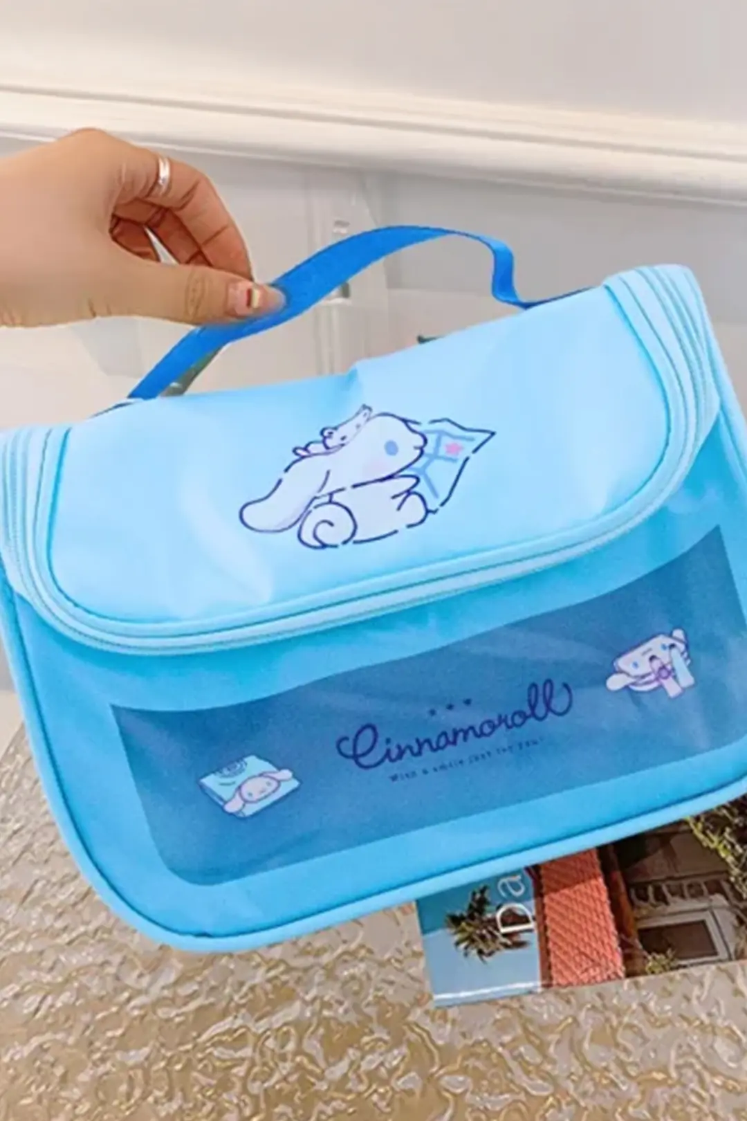 Sanrio Lisanslı Cinnamoroll Makyaj Seyahat Çantası - Geniş İç Hacimli Fermuarlı Kozmetik Düzenleyici