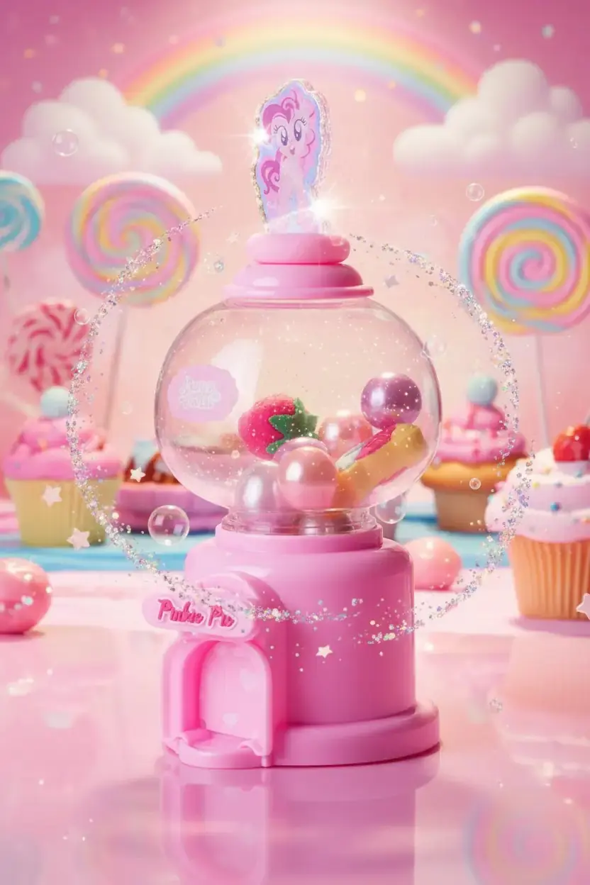 My Little Pony Lisanslı Gashapon Gece Lambası – Pembe Şeffaf Fanuslu Masaüstü LED Aydınlatma 10 Cm
