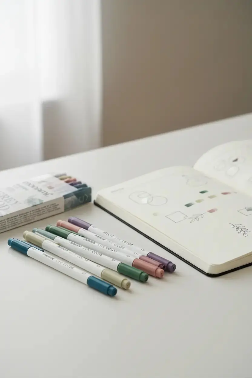 Monami Live Color Çizim Kalemi 6'lı – Grey Mood İnce Uçlu Renkli Kalem Seti
