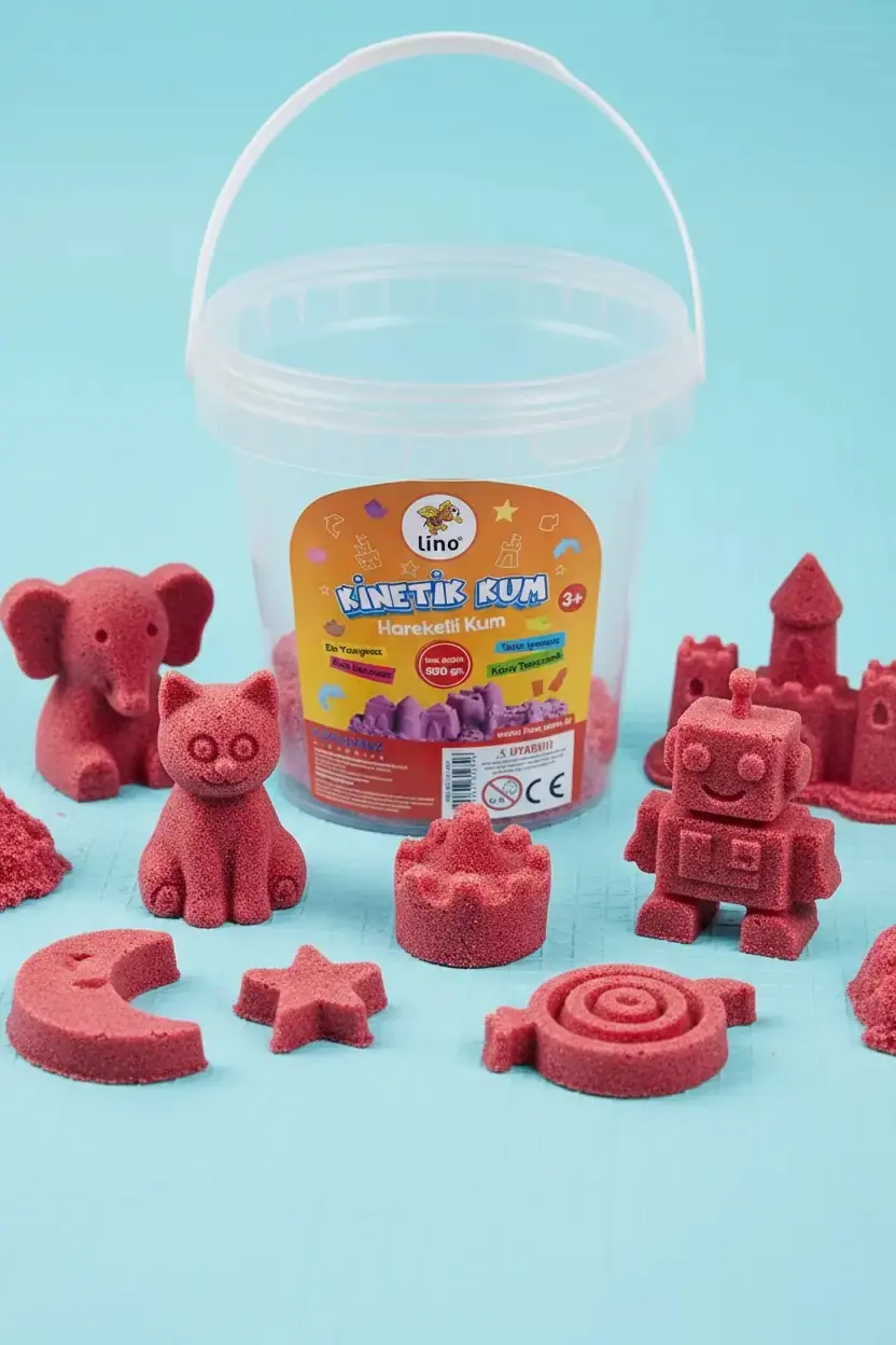Lino Kinetik Kum 500 Gr – Pembe Kova İle Eğlenceli Ve Yaratıcı Oyun