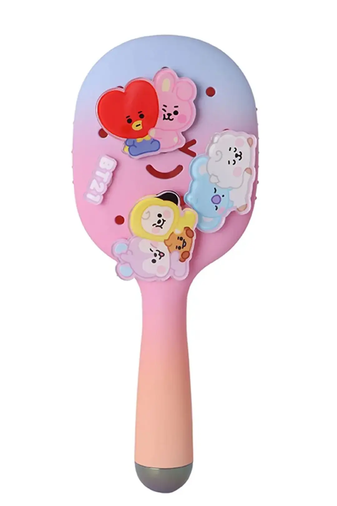 BT21 Lisanslı Charmlı Saç Fırçası – Kırılma Karşıtı Ergonomik Kolay Tarama Fırçası 21 Cm