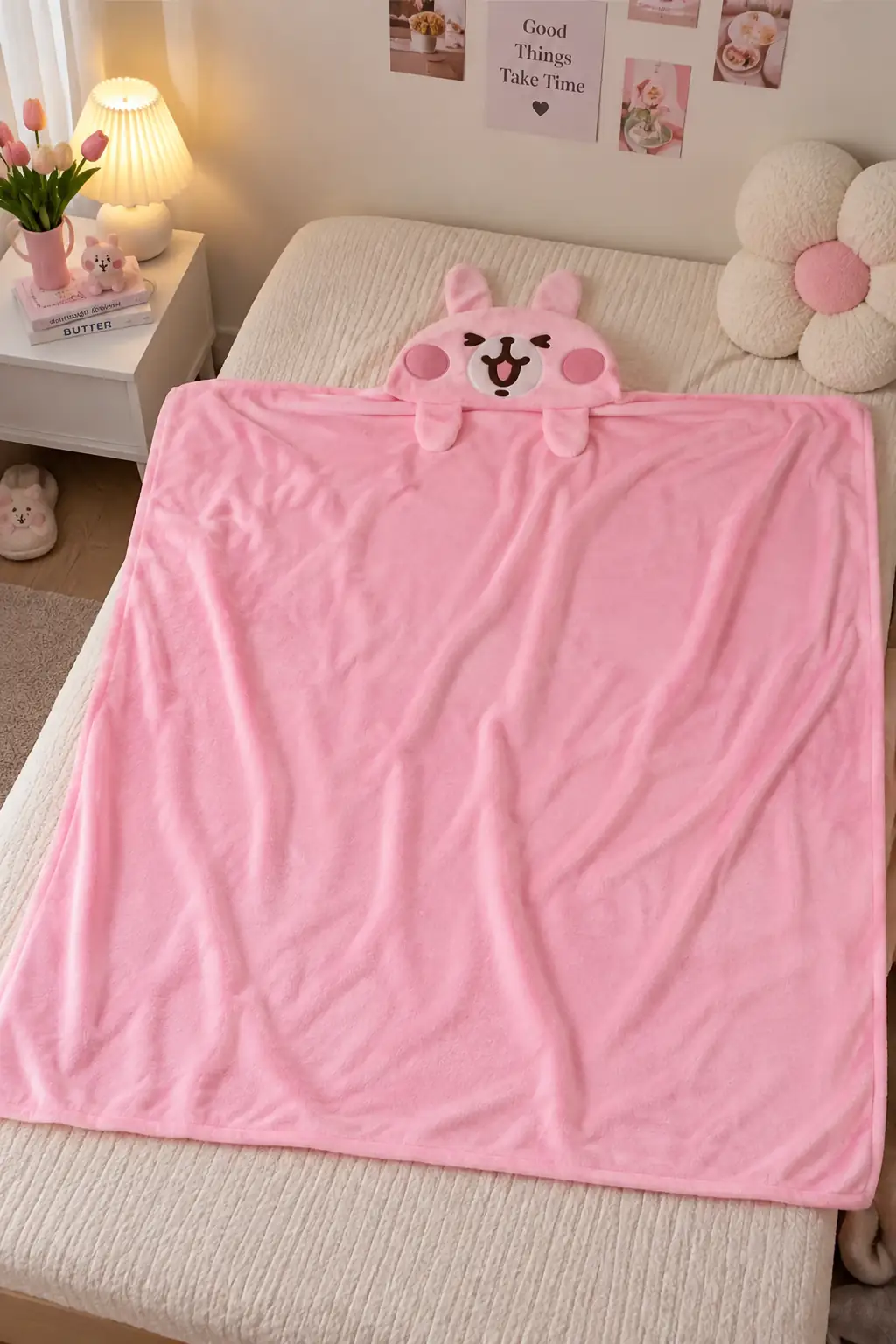 Miniso Lisanslı Küçük Hayvan Şapkalı Battaniye 140 Cm – Yumuşak Sıcak Konfor